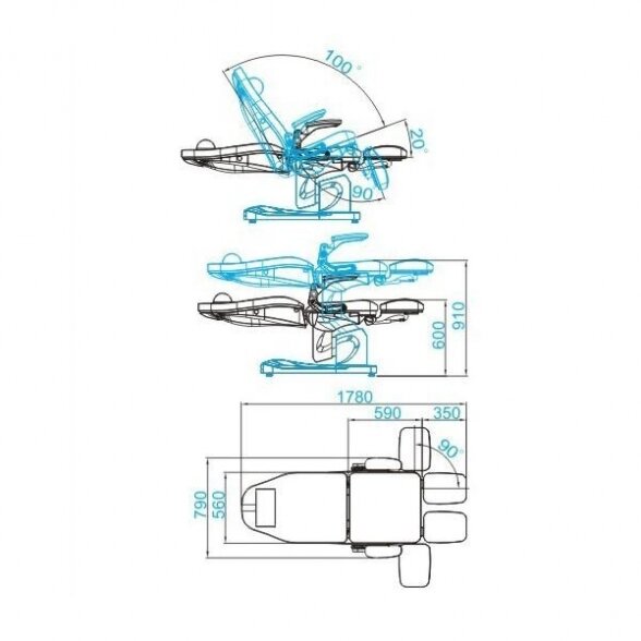 Elektrinis pedikiūro krėslas AZZURRO 709A 3 varikliai, baltos sp. 1 Elektrinis pedikiūro krėslas AZZURRO 709A 3 varikliai, baltos sp. 1
