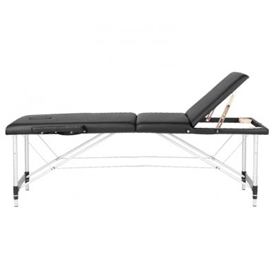 Sulankstomas 3 dalių masažo stalas su aliuminio kojelėm KOMFORT BLACK