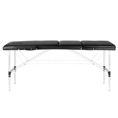 Sulankstomas 3 dalių masažo stalas su aliuminio kojelėm KOMFORT BLACK