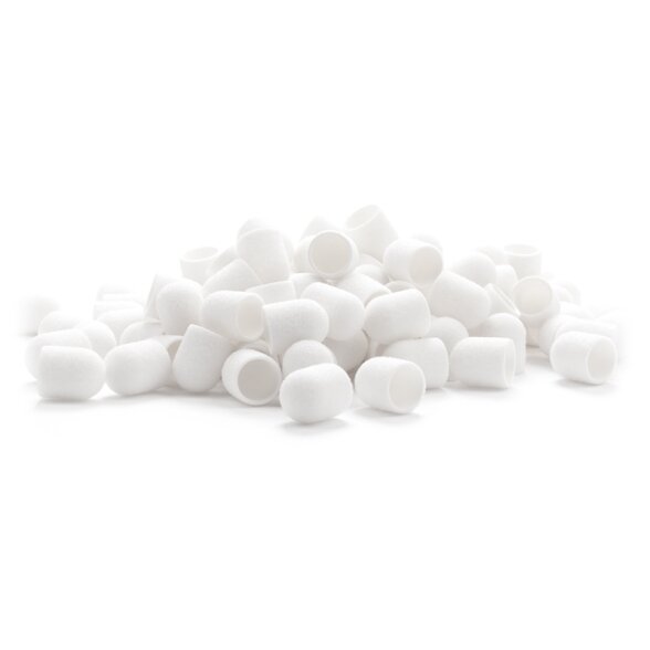 EXO abrazyviniai kepurėlės antgaliai 13 mm (80 grit), 100 vnt. – Hard Cap White