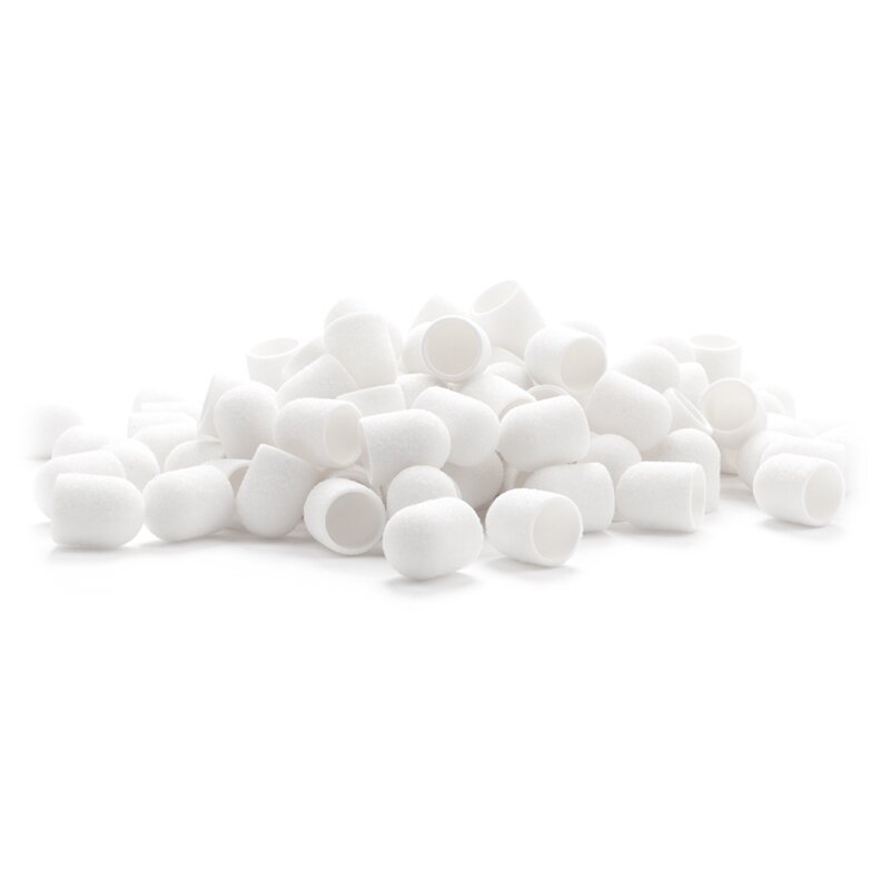 EXO abrazyviniai kepurėlės antgaliai 13 mm (80 grit), 100 vnt. – Hard Cap White