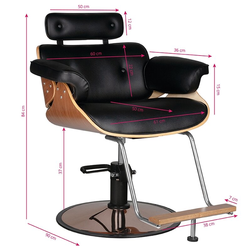 Barber chair GABBIANO FLORENCE, black - walnut 4 Barber chair GABBIANO FLORENCE, black - walnut 4
