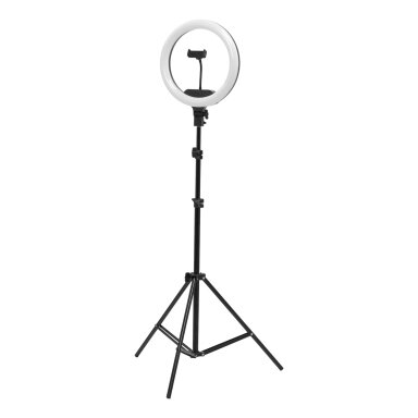 Žiedinė LED lempa „Ring Light 13″“ su stovu, 36 W, juoda