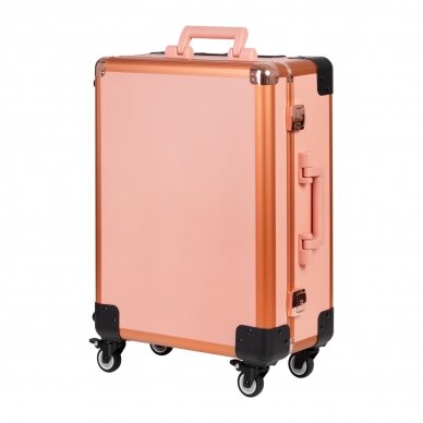 Nešiojamas kosmetinis lagaminas su apšvietimu, T-27, rožinio aukso spalvos