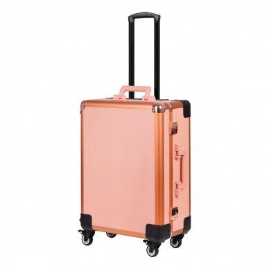 Nešiojamas kosmetinis lagaminas su apšvietimu, T-27, rožinio aukso spalvos 2
