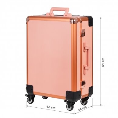 Nešiojamas kosmetinis lagaminas su apšvietimu, T-27, rožinio aukso spalvos 6