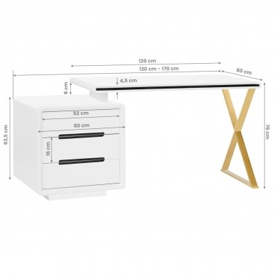 Elegantiškas manikiūro stalas WHITE GOLD, balta, aukso sp. 6