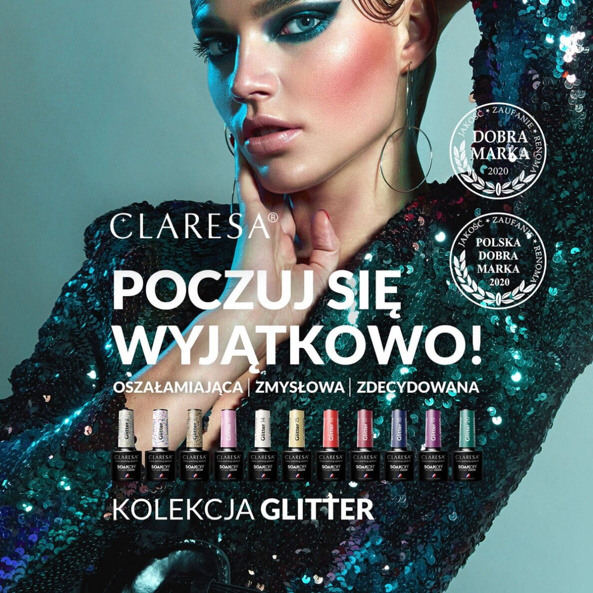 Hibridinis nagų lakas CLARESA GLITTER 1, 5g 1 Hibridinis nagų lakas CLARESA GLITTER 1, 5g 1