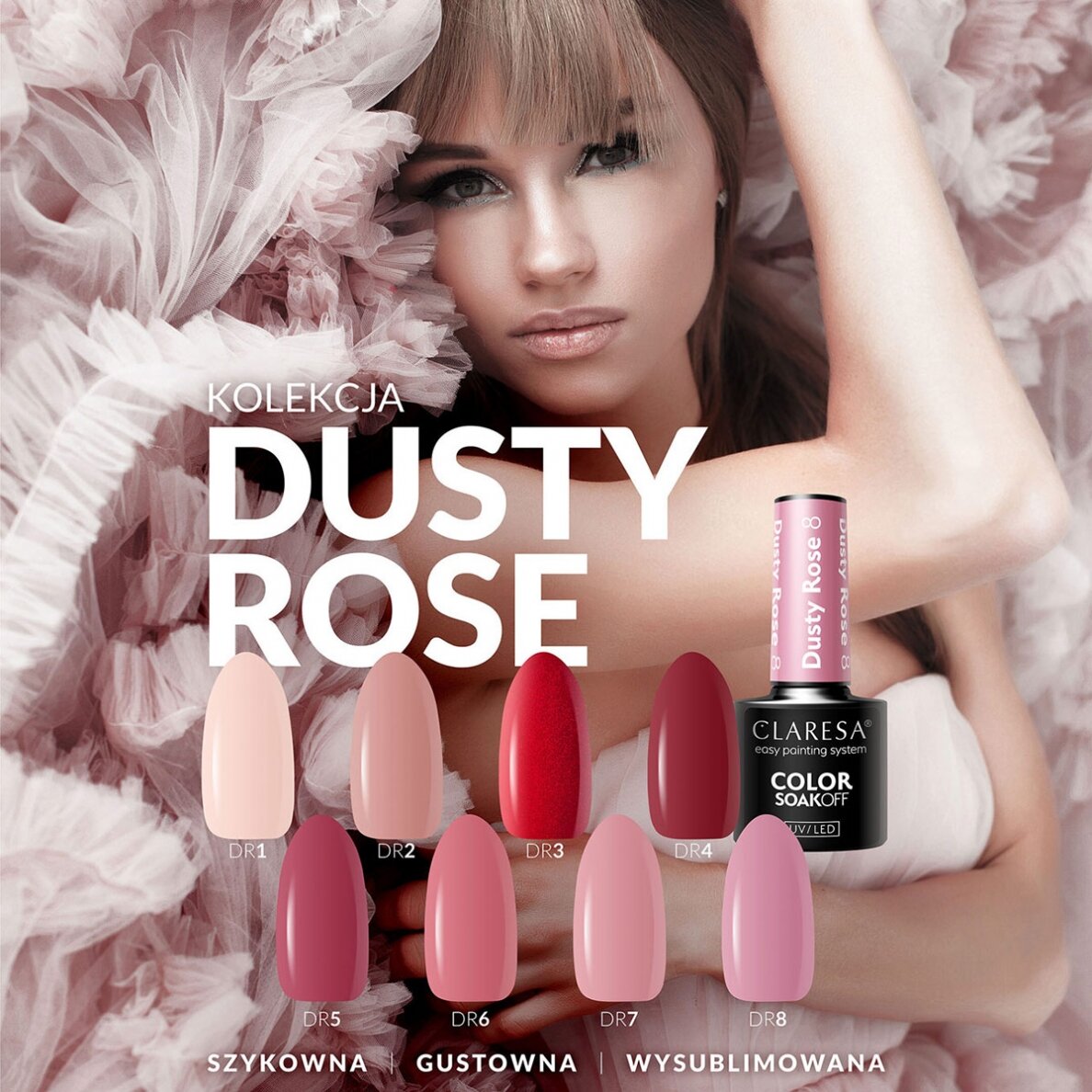 Hibridinis nagų lakas CLARESA DUSTY ROSE 7, 5g 2 Hibridinis nagų lakas CLARESA DUSTY ROSE 7, 5g 2