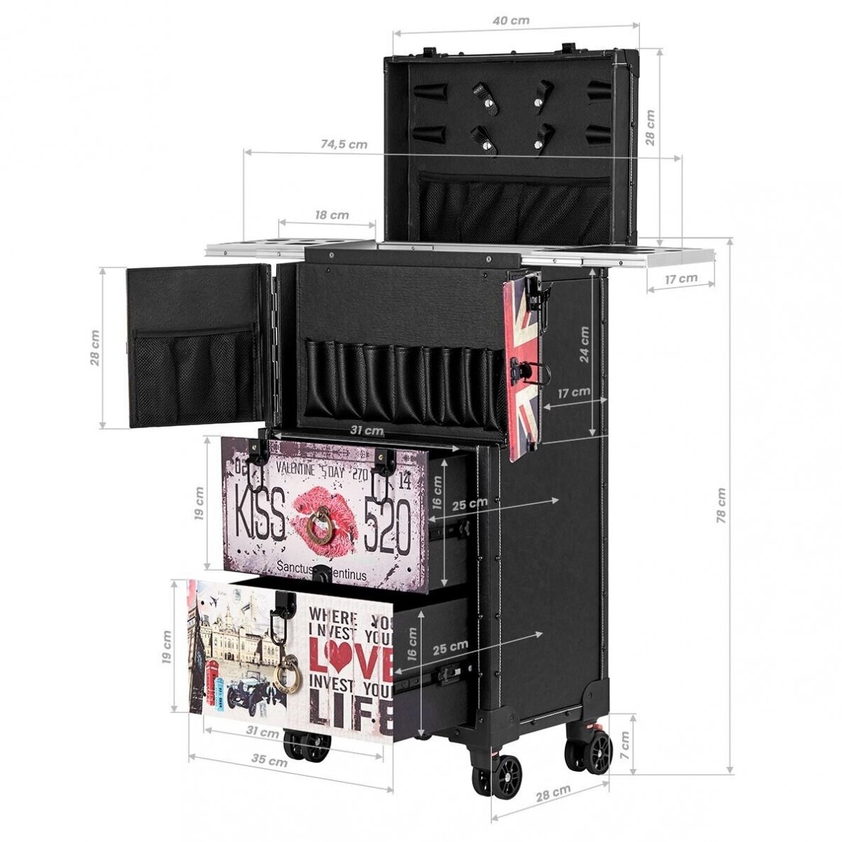 GRUNGE style hairdressing trolley GABBIANO C12 2 GRUNGE style hairdressing trolley GABBIANO C12 2