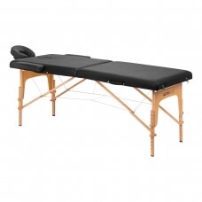 Medinis sulankstomas masažo stalas, Komfort Activ Fizjo Lux ,2 segmentai, juodas