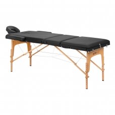 Medinis sulankstomas masažo stalas, Komfort Activ Fizjo Lux ,3 segmentai, juodas