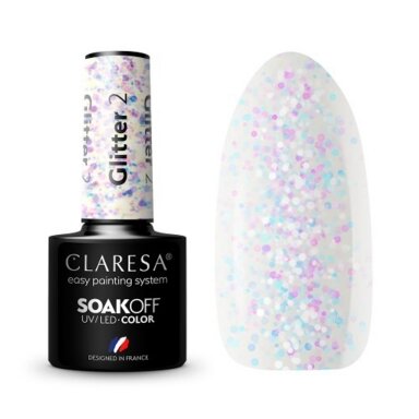 Hibridinis nagų lakas CLARESA GLITTER 2, 5g Hibridinis nagų lakas CLARESA GLITTER 2, 5g