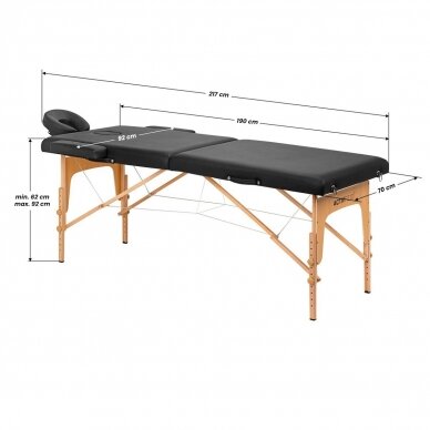 Medinis sulankstomas masažo stalas, Komfort Activ Fizjo Lux ,2 segmentai, baltas 2