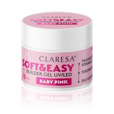 Claresa statybinis nagų priauginimo gelis Soft&Easy gel, Baby Pink, 12g