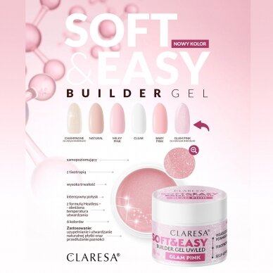 Claresa statybinis gelis Soft&Easy glam pink 90 g 2