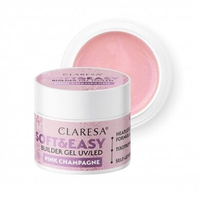 Claresa statybinis nagų priauginimo gelis Soft&Easy gel pink champagne 12g