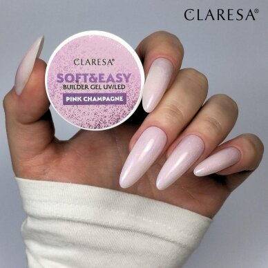 Claresa statybinis nagų priauginimo gelis Soft&Easy gel pink champagne 12g 4