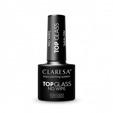 CLARESA Top Glass No wipe gelinis viršutinis sluoksnis, be lipnumo, 5g