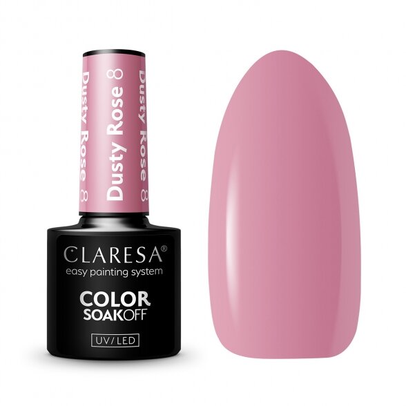 Hibridinis nagų lakas CLARESA DUSTY ROSE 8, 5g Hibridinis nagų lakas CLARESA DUSTY ROSE 8, 5g