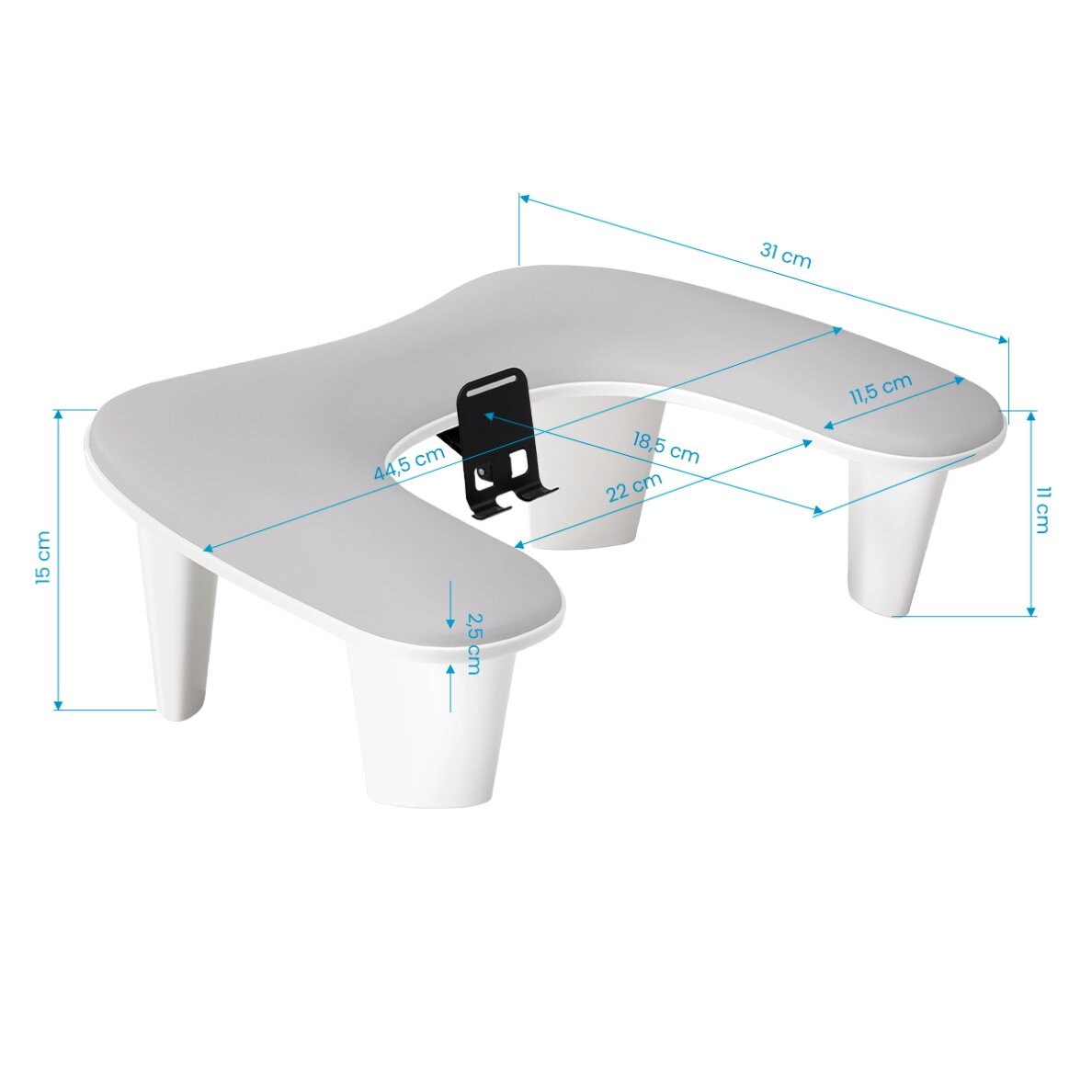 Gray manicure armrest "MOMO Croissant" with phone holder 7 Gray manicure armrest "MOMO Croissant" with phone holder 7