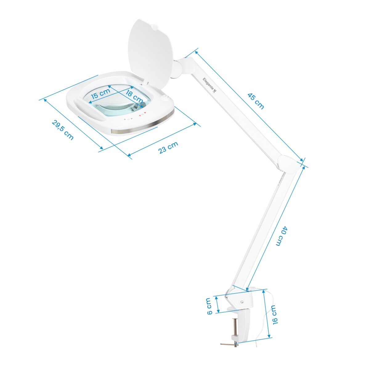 Tabletop LED lamp with magnifying glass "Elegante 6030", adjustable brightness 7