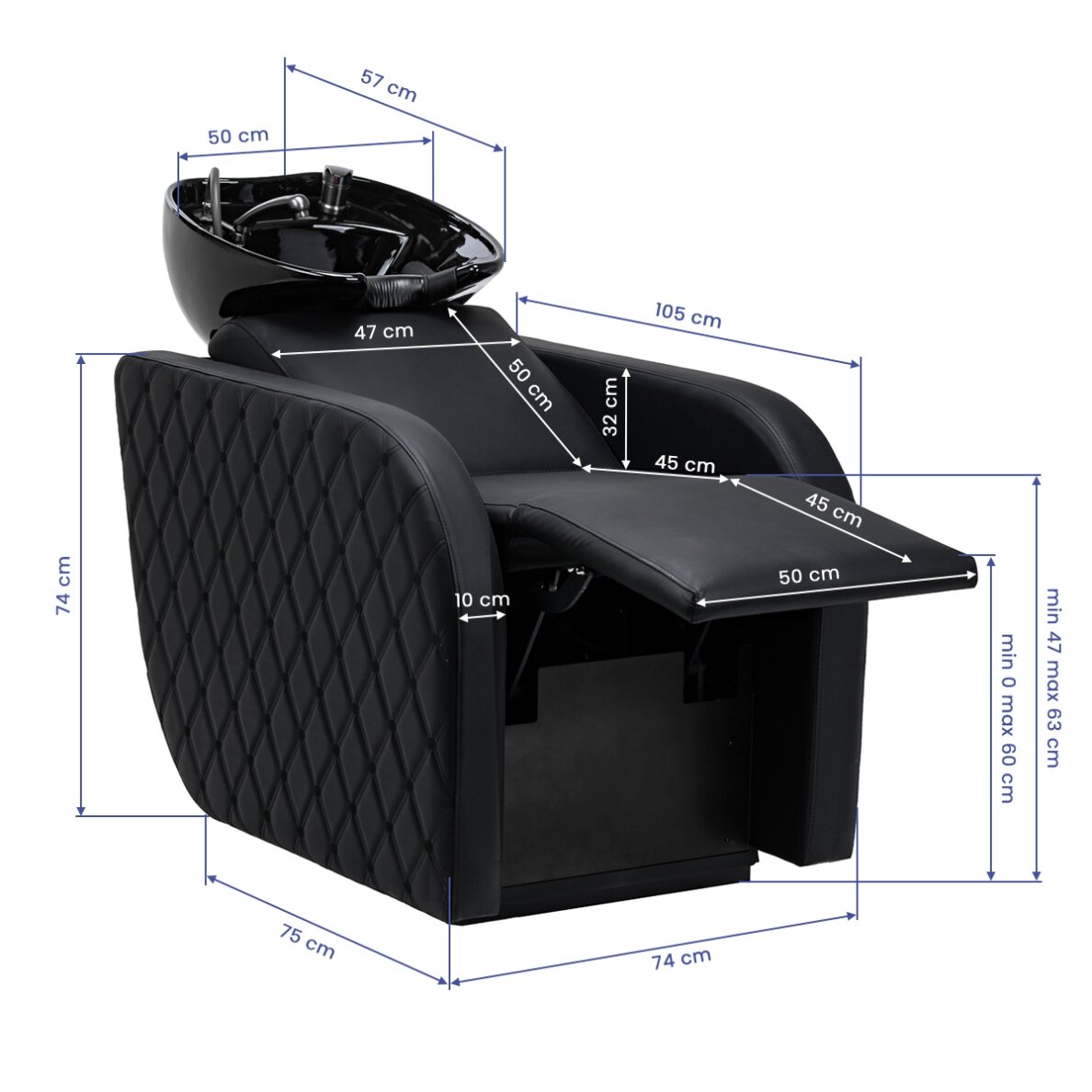 Gabbiano Ines electric hairdressing sink with massage function, black 17 Gabbiano Ines electric hairdressing sink with massage function, black 17