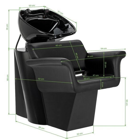 Gabbiano LUCCA barber sink, black 11