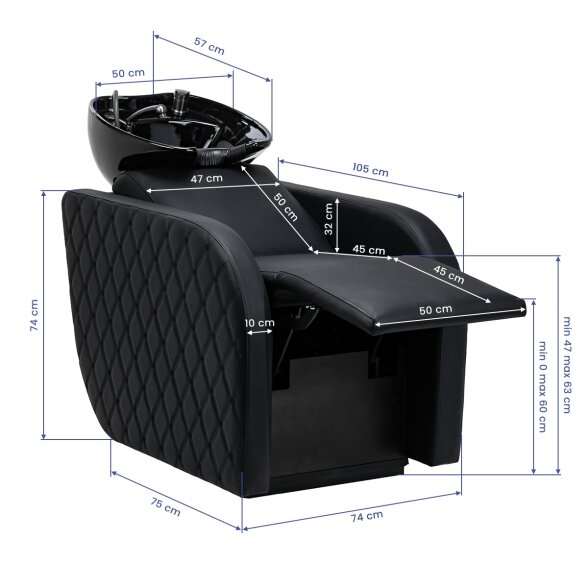 Gabbiano Ines electric hairdressing sink with massage function, black 17 Gabbiano Ines electric hairdressing sink with massage function, black 17