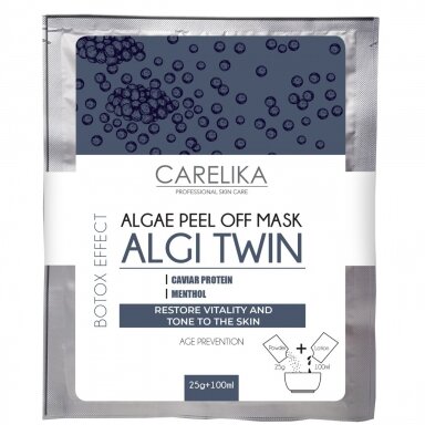 CARELIKA Algae Peel off alginatinė veido kaukė Algae-Twin + losjonas CARELIKA Algae Peel off alginatinė veido kaukė Algae-Twin + losjonas