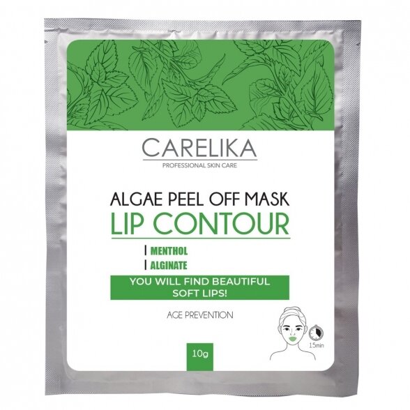 CARELIKA Alginato kaukė-šveitiklis lūpų kontūrui, 10g CARELIKA Alginato kaukė-šveitiklis lūpų kontūrui, 10g