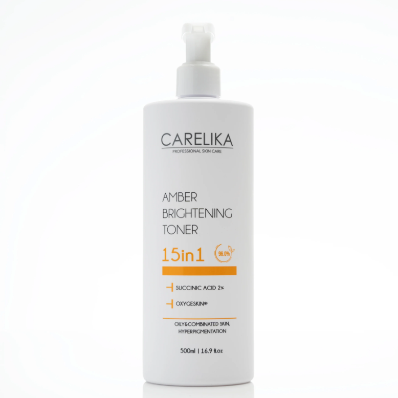 Carelika Amber осветляющий тоник для лица 15 в 1 с 2% янтарной кислоты, 500мл Carelika Amber осветляющий тоник для лица 15 в 1 с 2% янтарной кислоты, 500мл
