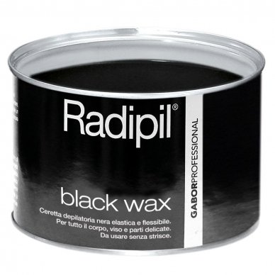 Juodas depiliacinis vaškas skardinėje Radipil Black Wax, veidui, kūnui ir jautrioms vietoms 400 ml