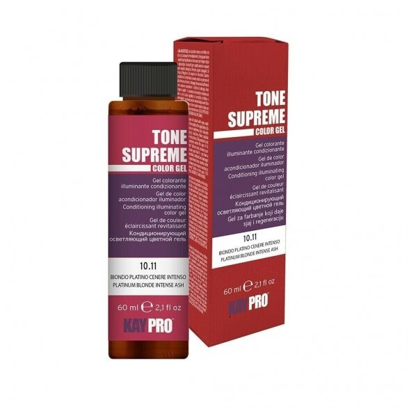 Kay Pro toneris Tone Supreme su Ikru ekstraktu, 10.11 PLATINUM BLONDE INTENSE ASH atspalvis, 60ml Kay Pro toneris Tone Supreme su Ikru ekstraktu, 10.11 PLATINUM BLONDE INTENSE ASH atspalvis, 60ml
