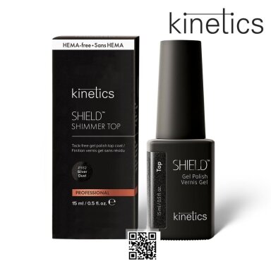 KINETICS SHIELD SHIMMER TOP #932 SILVER DUST viršutinis gelio sluoksni 15ML