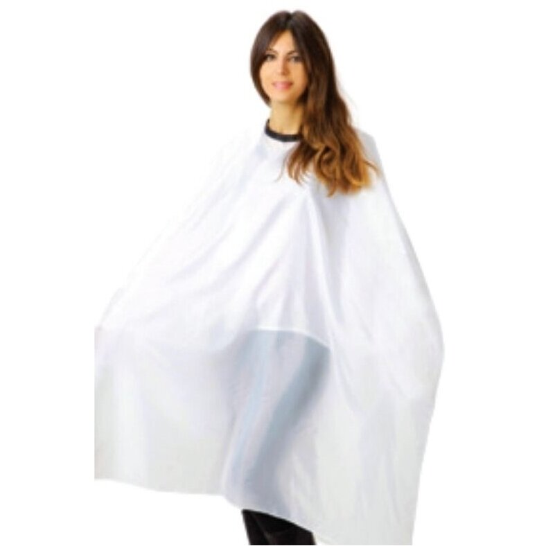 Kiepe neperšlampamas peniuaras kirpimui, baltos sp. 125cm x 145cm Kiepe neperšlampamas peniuaras kirpimui, baltos sp. 125cm x 145cm
