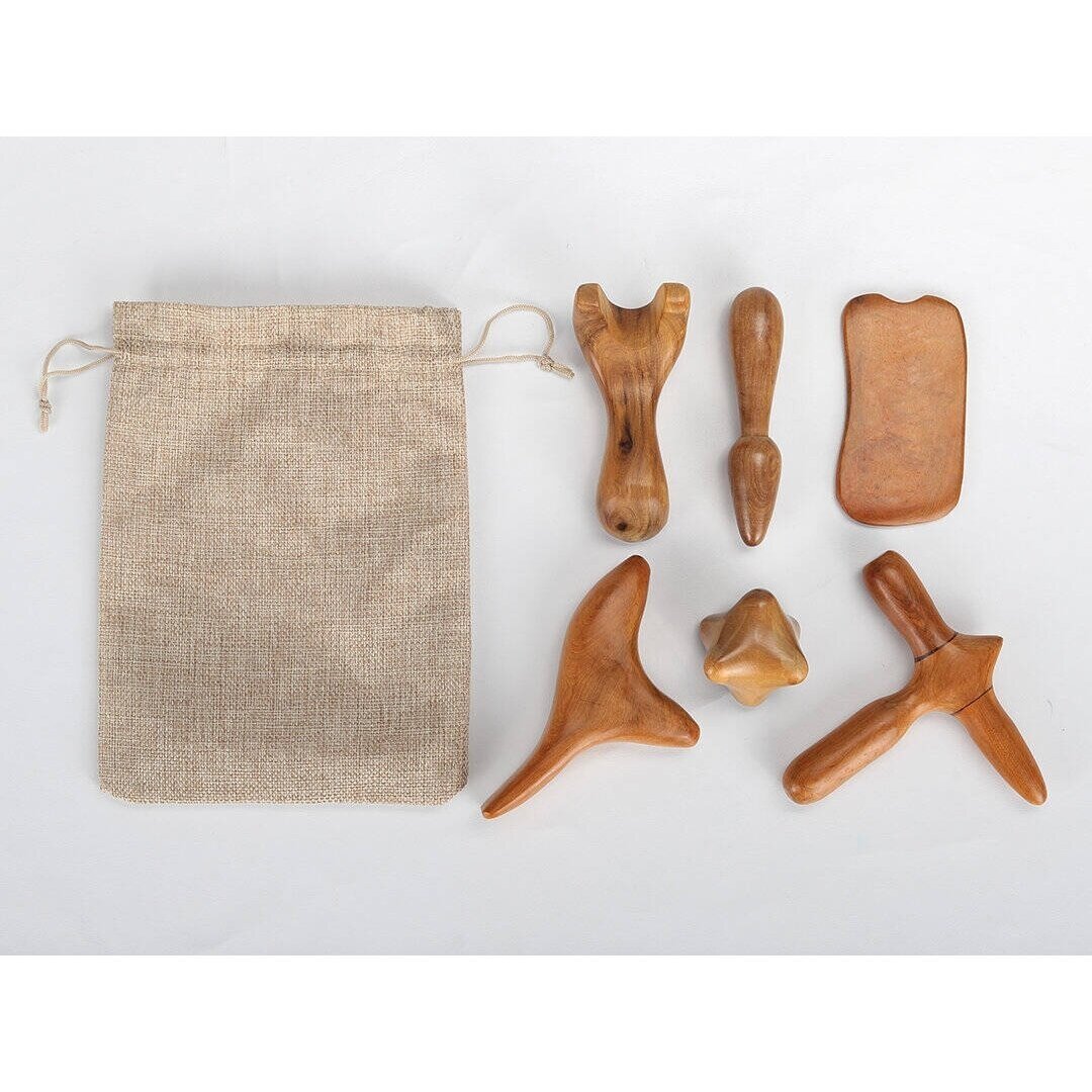 Wooden massage tool set 6 pcs. 1