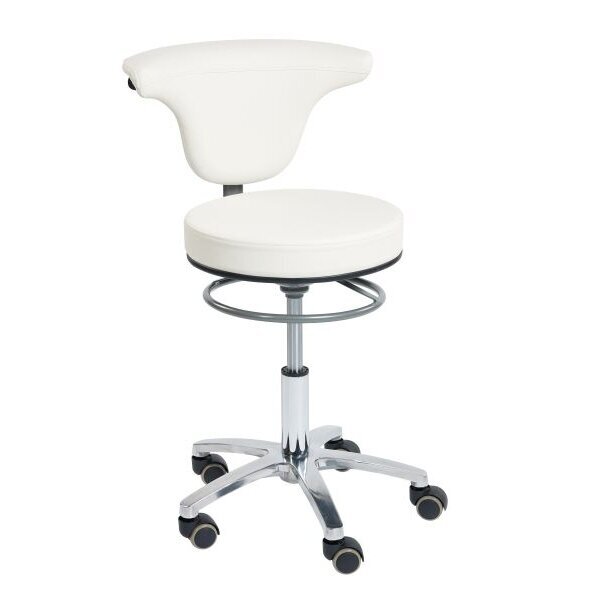 Meistro kėdutė SIBEL SWIVEL BACK BEAUTY STOOL, balta Meistro kėdutė SIBEL SWIVEL BACK BEAUTY STOOL, balta