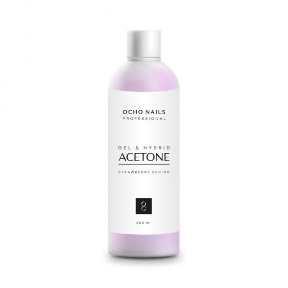 Nagų lako valiklis (Acetonas), braškių kvapo, 500ml Nagų lako valiklis (Acetonas), braškių kvapo, 500ml