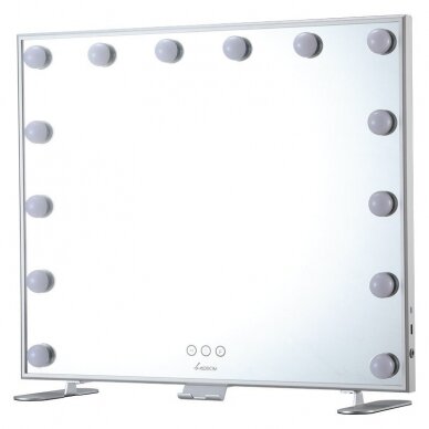 Pastatomas/pakabinamas veidrodis su apšvietimu Be Osom, stačiakampis, baltas