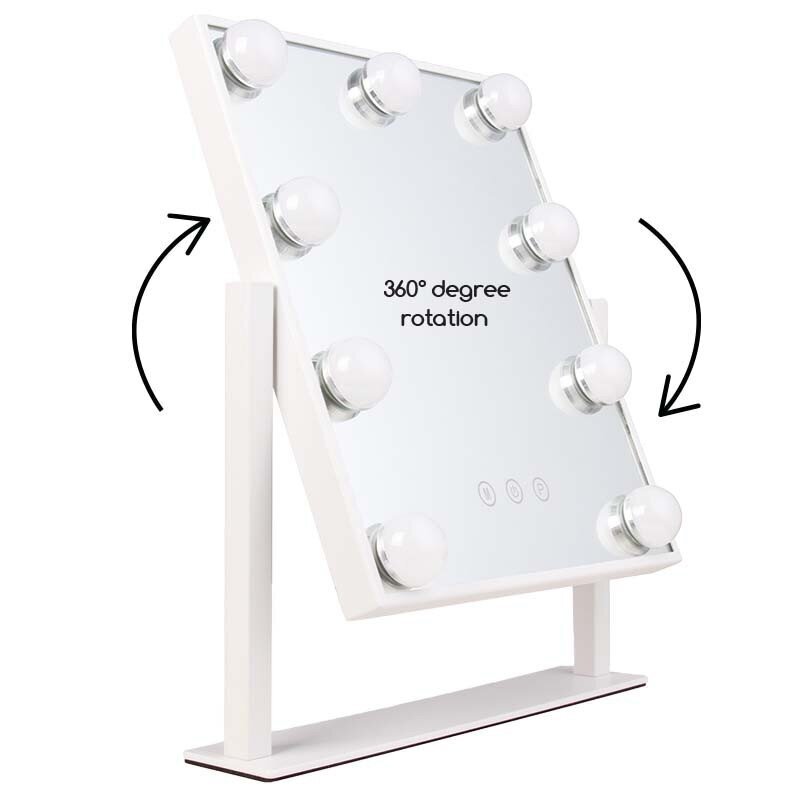 Standing mirror with lighting Be Osom, rectangular, white, with bulbs, 5V 2