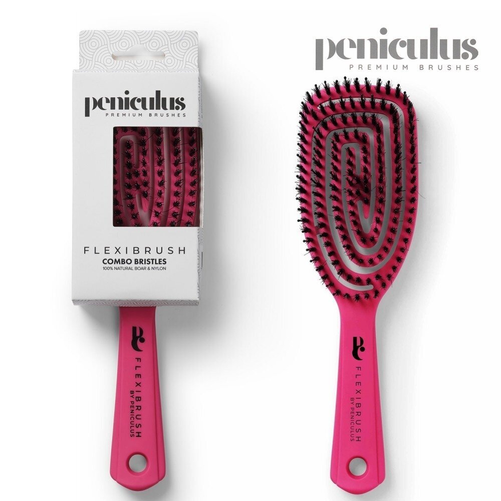 Расческа PENICULUS, натуральная щетина, гибкая, розовая.