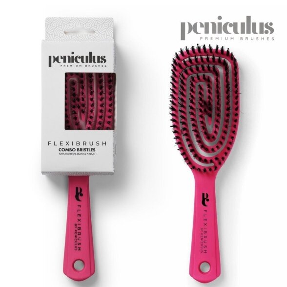 Расческа PENICULUS, натуральная щетина, гибкая, розовая.