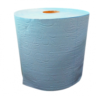 Popieriniai rankšluoščiai rulone lapeliais, 2 sluoksniai, 300 metrų, mėlynos sp.