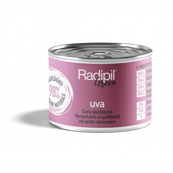 Radipil Green depilatory wax in a can with Grape extract and Hyaluronic acid, 400ml Radipil Green depilatory wax in a can with Grape extract and Hyaluronic acid, 400ml