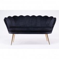 Salono laukiamojo sofa FREY2 BLACK, aukso sp. kojelės