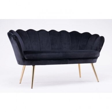 Salono laukiamojo sofa FREY2 BLACK, aukso sp. kojelės