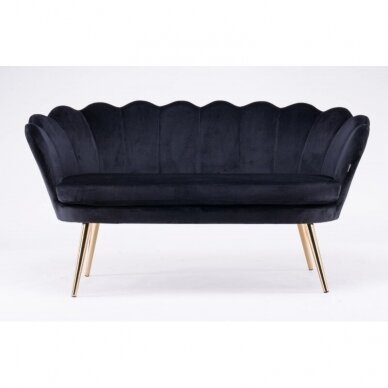 Salono laukiamojo sofa FREY2 BLACK, aukso sp. kojelės 1
