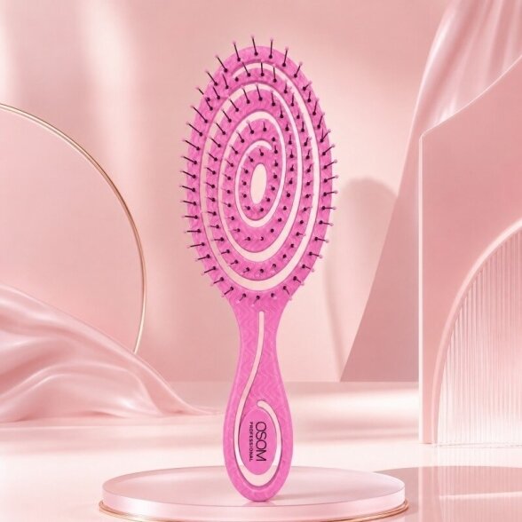 Šepetys plaukams OSOM Bio-Based Spiral Detangler, rožinės spalvos, ilgis 22,5 cm 1 Šepetys plaukams OSOM Bio-Based Spiral Detangler, rožinės spalvos, ilgis 22,5 cm 1