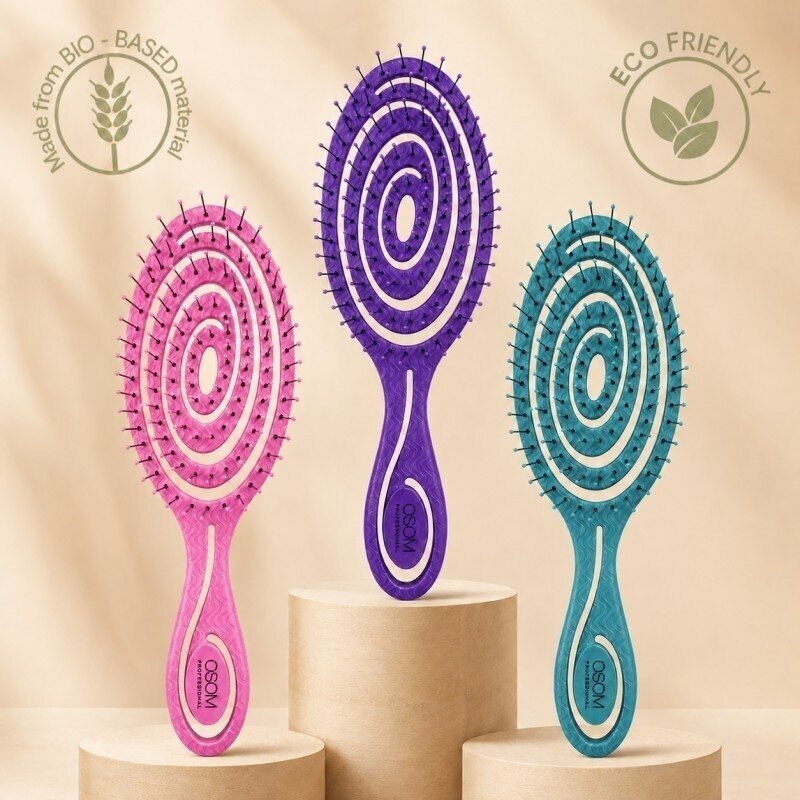 Hair brush OSOM Bio-Based Spiral Detangler, purple color, length 22.5 cm 2